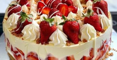 White Chocolate Strawberry Cheesecake